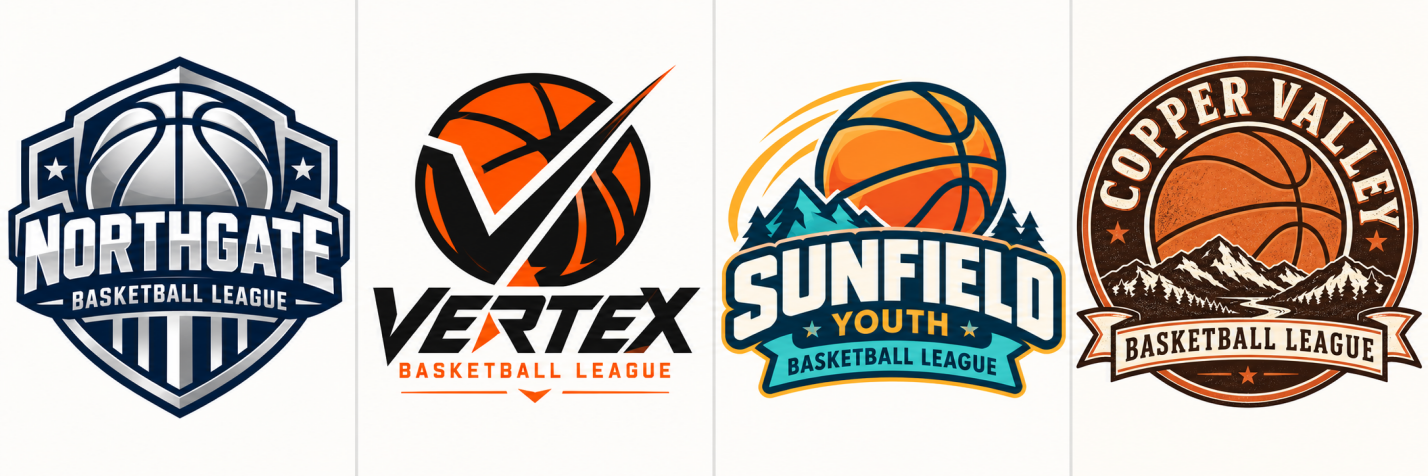 Basketball league logo concepts created with AI